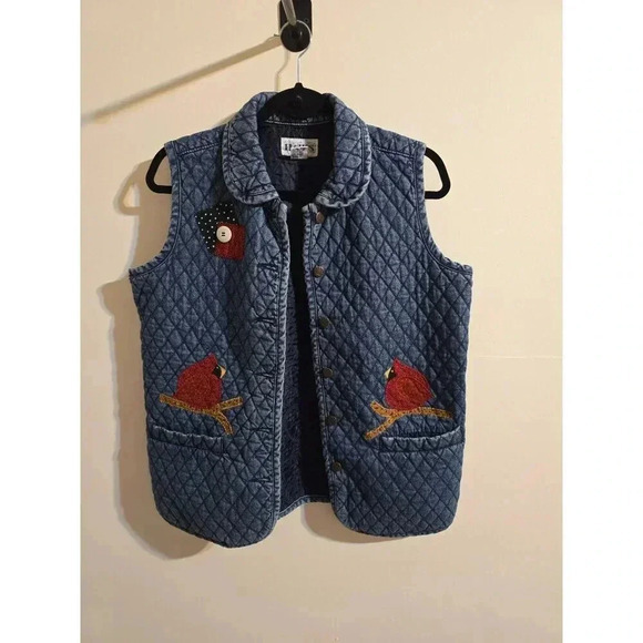 Haik Jackets & Blazers - Vintage Haik's Denim Cardinal Vest Size‎ Medium Holiday